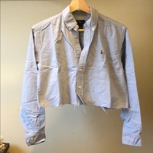 Ralph Lauren Light Blue Cropped Button-Down Shirt
